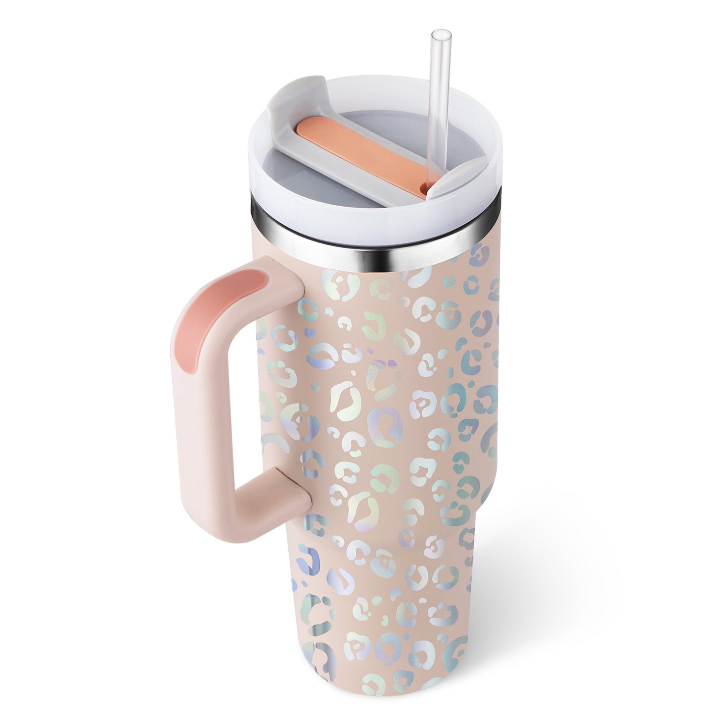 40-oz-Becher mit Griff, Strohhalm, isoliert, auslaufsicherer Vakuum-Kaffeebecher aus Edelstahl mit Deckel, konischer Becher, Geschenke für Valentinstagsliebhaber, geeignet für Auto, Fitnessstudio, Büro, Reisen