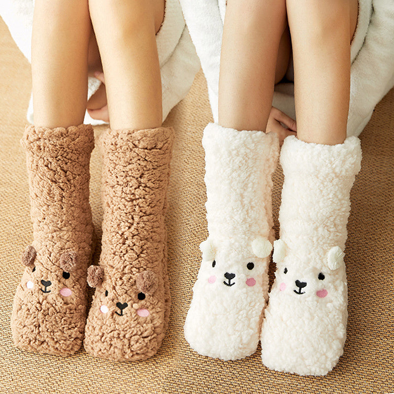 Winter-Bodensocken aus Samt, dicker, warmer Korallensamt, süße Socken im japanischen Stil, Hausschuhe, rutschfeste Socken, Neujahrsgeschenke, Winter-Gadgets