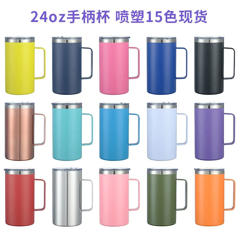 24oz Stainless Steel Coffee Cup Thermos Mug Leak-Proof Travel Thermal Vacuum Flask Insulated Water Bottle