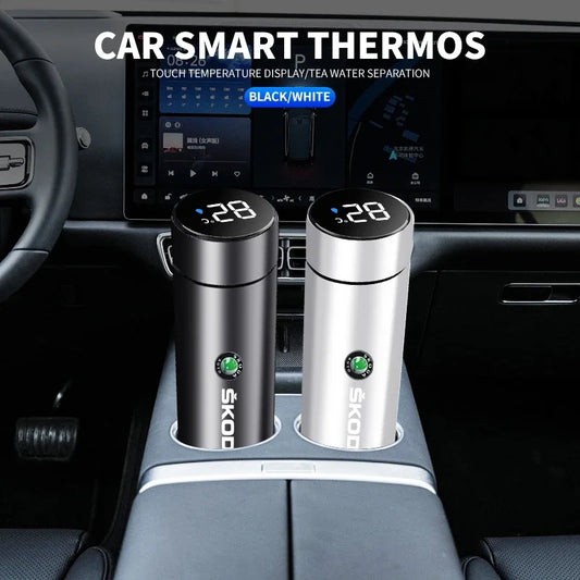 Auto Intelligente Thermos Tasse Mit Temperatur Display Für Skoda Fabia Superb Yeti Octavia Schnelle Kodiaq Mk3 A4 A6 A7 2 3 A5 Kamiq